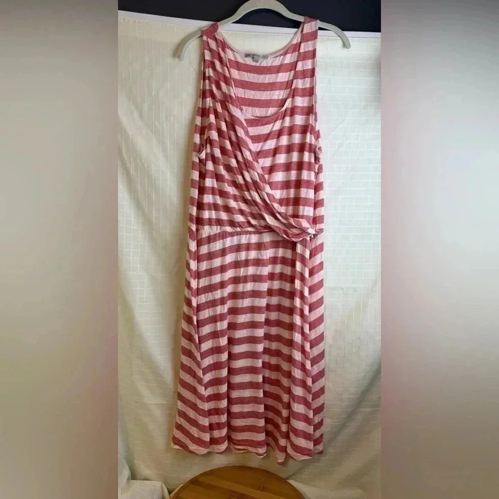 Womens Gap Red White Linen Blend Dress Size XL